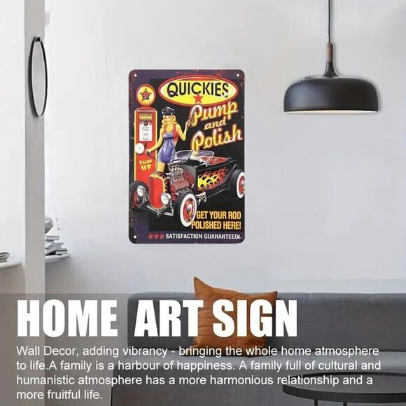 Metal Sign • Sexy Pinup Girl •Quickies Pump & Polish •Get Your Rod Polished Here - Picture 2 of 8